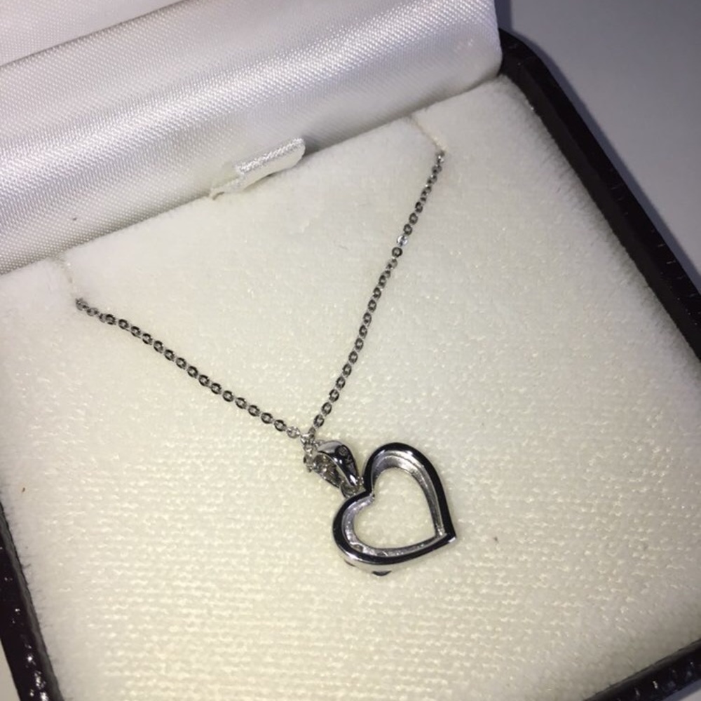 14KGold Heart Sapphire/Diamond Necklace Ben Bridge - Picture 4 of 7